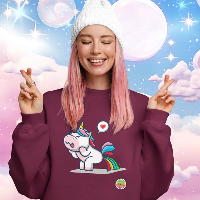 Sweat Bio - Femme - Licorne arc en ciel