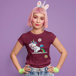 T-shirt Bio - Femme - Licorne arc en ciel
