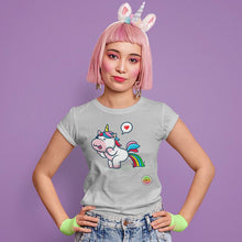 Charger l&#39;image dans la galerie, T-shirt Bio - Femme - Licorne arc en ciel