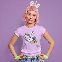 Charger l&#39;image dans la galerie, T-shirt Bio - Femme - Licorne arc en ciel