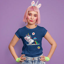 Charger l&#39;image dans la galerie, T-shirt Bio - Femme - Licorne arc en ciel