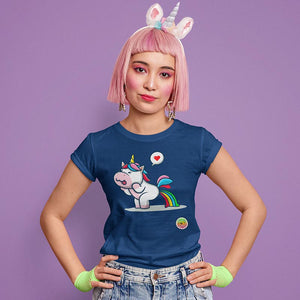 T-shirt Bio - Femme - Licorne arc en ciel