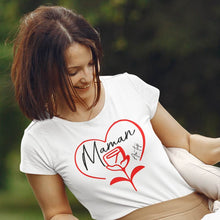 Charger l&#39;image dans la galerie, T-shirt Bio - Femme - Maman coeur de fleur
