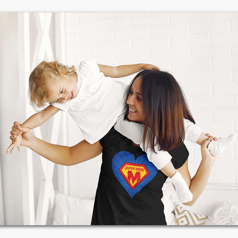 t-shirt Bio -  Femme - Super mom coeur V1