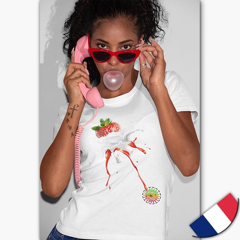 T-shirt Bio - Femme - [made in France] - Fraise Splash